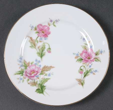 Pink Poppy Bread & Butter Plate