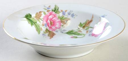 Pink Poppy Rim Fruit/Dessert (Sauce) Bowl