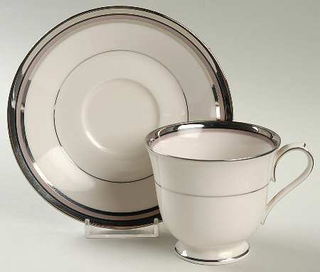 Platinum Lights Footed Cup & Saucer Set