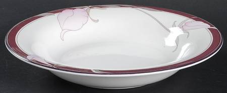 Plum Orchid Large Rim Soup Bowl