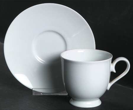 Plain White Footed Cup & Saucer Set