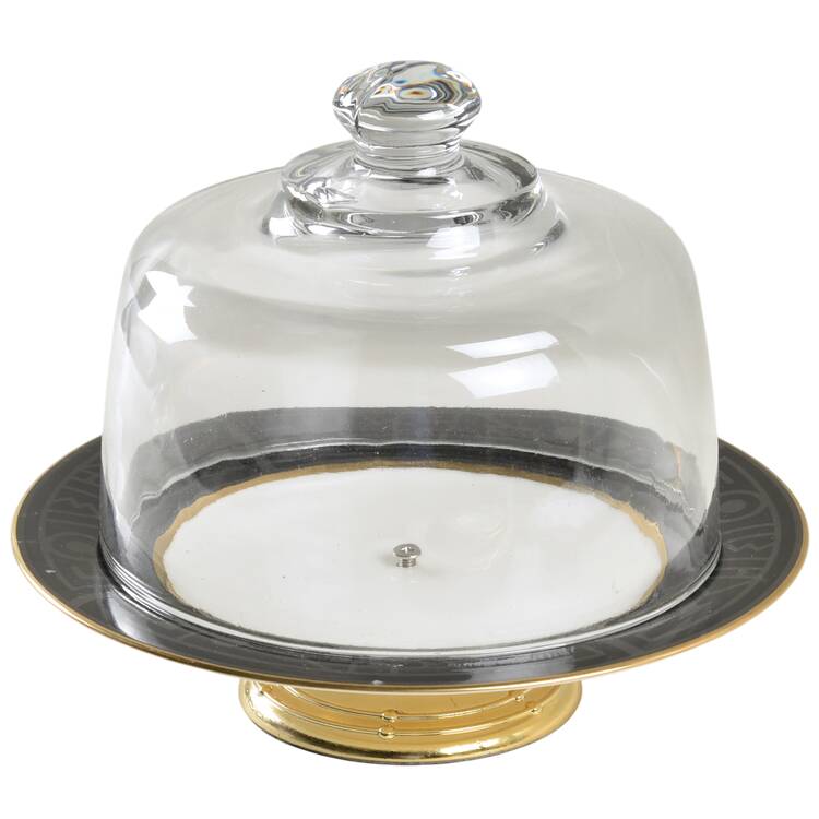Portfolio 6 1/2"-7 1/2" Footed Cheese Plate w/ Glass Dome HC