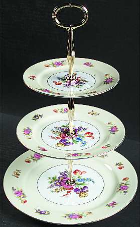 Queen Anne 13 7/8"-14 1/4" 3-Tiered Serving Tray(DP,SP,BB) HC