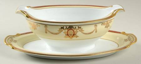 Rainbow Gravy Boat with Attached Underplate