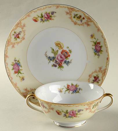 Ramona Footed Cream Soup Bowl & Saucer Set