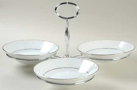 Ranier 7" x 12" 3-Part Relish & Metal Stand (FR) HC