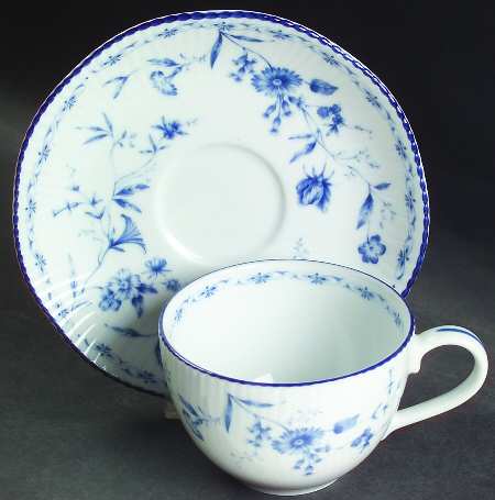 Regis Blue Flat Cup & Saucer Set