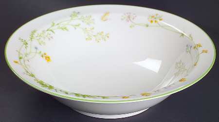 Reverie (Green Trim) 10" Round Vegetable Bowl by Noritake