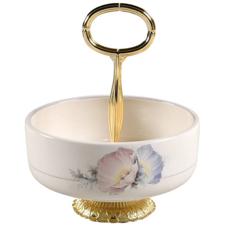 Ringlet 6"-7" Handled Footed Nut Dish HC