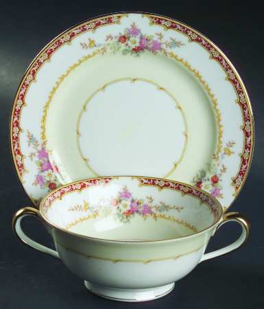 Rochelle Footed Cream Soup Bowl & Saucer Set