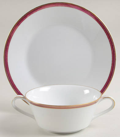 Royale Claret Flat Cream Soup Bowl & Saucer Set
