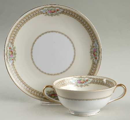 Rodista Footed Cream Soup Bowl & Saucer Set