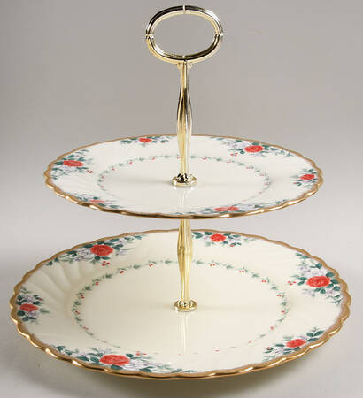 Rose Legend 6 5/8"-10"  2 Tiered Serving Tray (Dp, Sp) HC