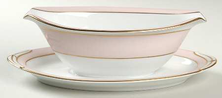 Royal Pink Gravy Boat with Attached Underplate
