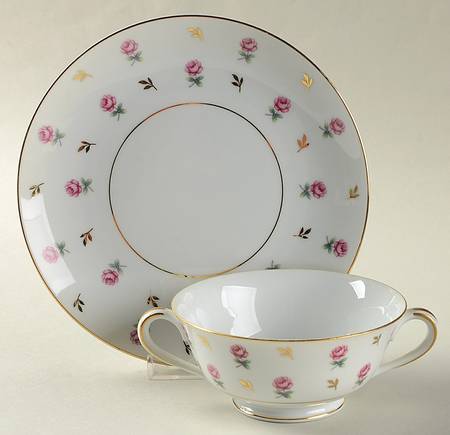 Rosalie Footed Cream Soup Bowl & Saucer Set