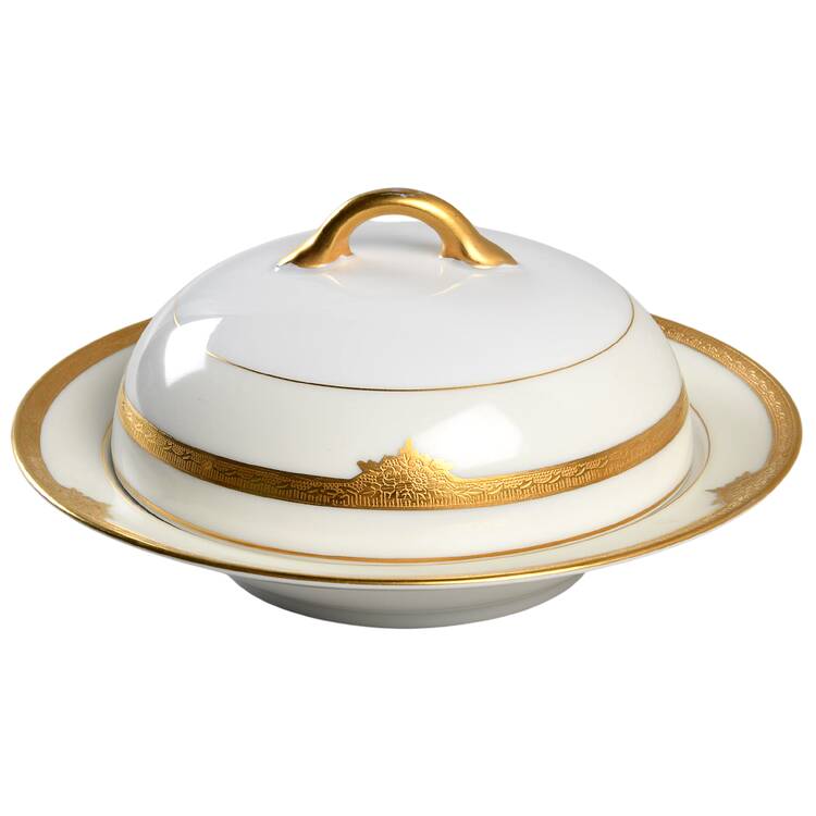 Rosalie Round Covered Butter with Strainer