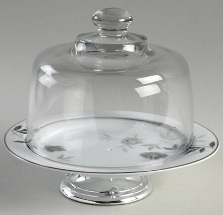 Rosamor 6 1/2"-7 1/2" Footed Cheese Plate w/ Glass Dome HC