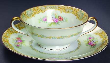 Rosanne Footed Cream Soup Bowl & Saucer Set
