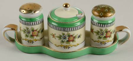 Roseara (6 Pc) Salt & Pepper, Mustard & Lid w/Spoon & Tray