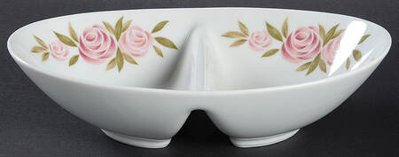 Roseate 10" Oval Divided Vegetable Bowl