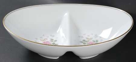 Rosebud 10" Oval Divided Vegetable Bowl