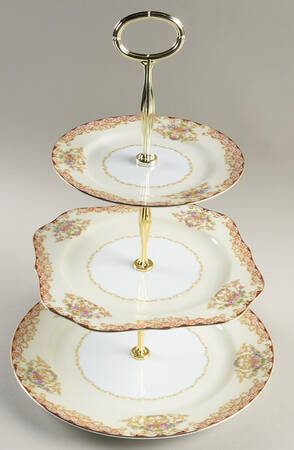 Rosebud 13 7/8"-14 1/4" 3-Tiered Serving Tray(DP,SP,BB) HC