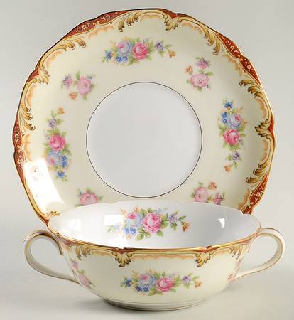 Roseda Flat Cream Soup Bowl & Saucer Set