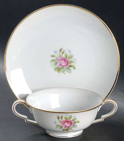 Rosedawn Footed Cream Soup Bowl & Saucer Set