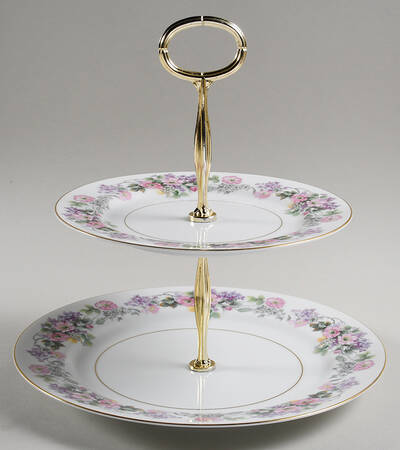 Roselane 6 5/8"-10"  2 Tiered Serving Tray (Dp, Sp) HC