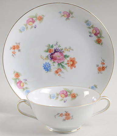 Roselyn Footed Cream Soup Bowl & Saucer Set