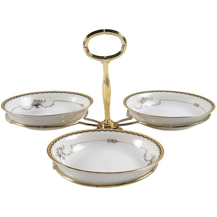 Rosemary 7" x 12" 3-Part Relish & Metal Stand (FR) HC