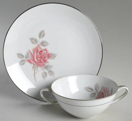 Rosemist Flat Cream Soup Bowl & Saucer Set