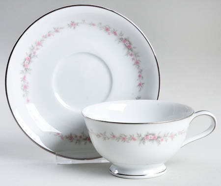 Rosepoint Footed Cup & Saucer Set by Noritake