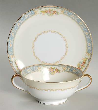 Royce Footed Cream Soup Bowl & Saucer Set