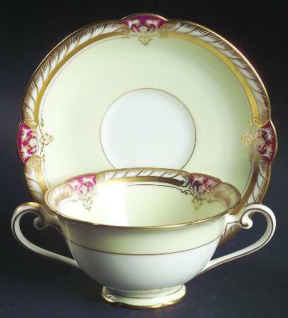 Rubigold Footed Bouillon Cup & Saucer