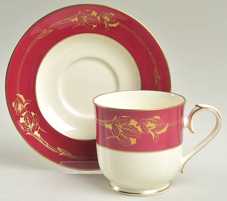Ruby Garland Footed Cup & Saucer Set