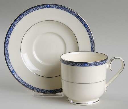 Sapphire Cathedral Footed Cup & Saucer Set
