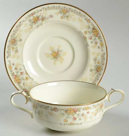 Salisbury Flat Cream Soup Bowl & Cup Saucer Set