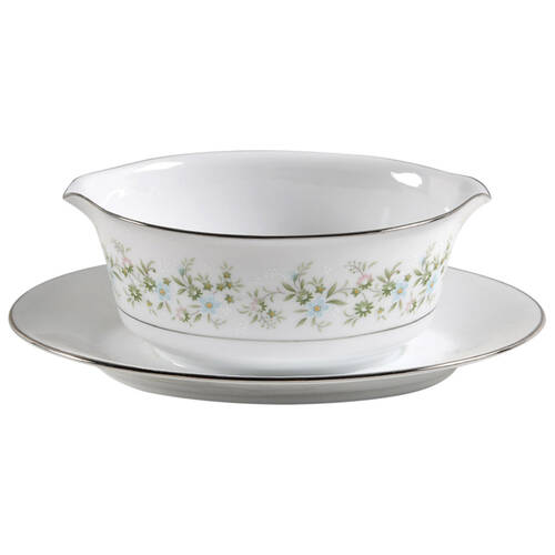 Savannah (Rim, Platinum) Gravy Boat with Attached Underplate