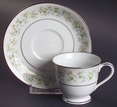 Savannah (Rim, Platinum) Footed Demitasse Cup & Saucer Set