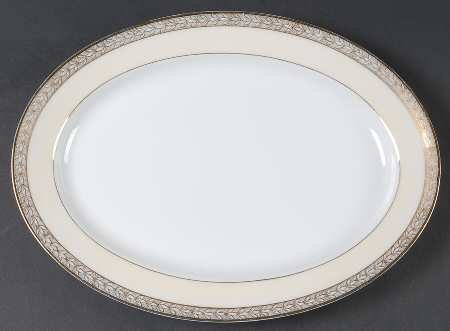 Savannah (Rim, Gold) 14" Oval Serving Platter