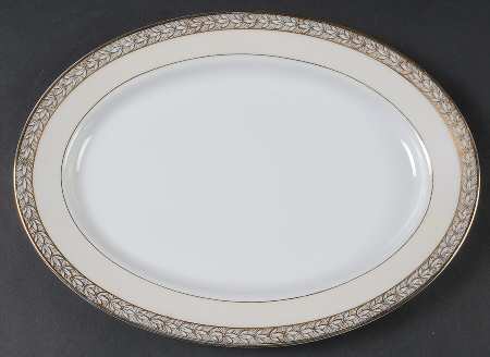 Savannah (Rim, Gold) 11" Oval Serving Platter