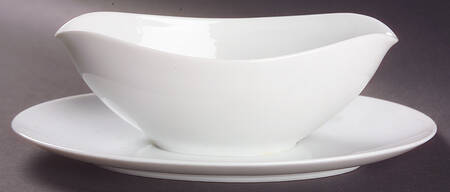Savoy White Gravy Boat with Attached Underplate
