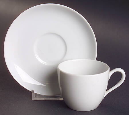 Savoy White Flat Demitasse Cup & Saucer Set