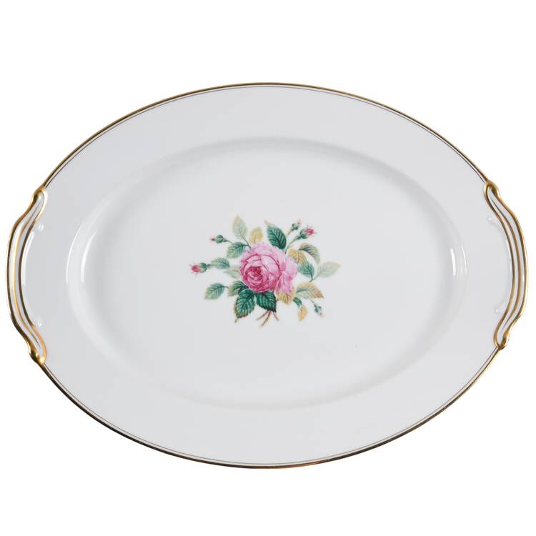 Sharon (Gold Trim) 14" Oval Serving Platter