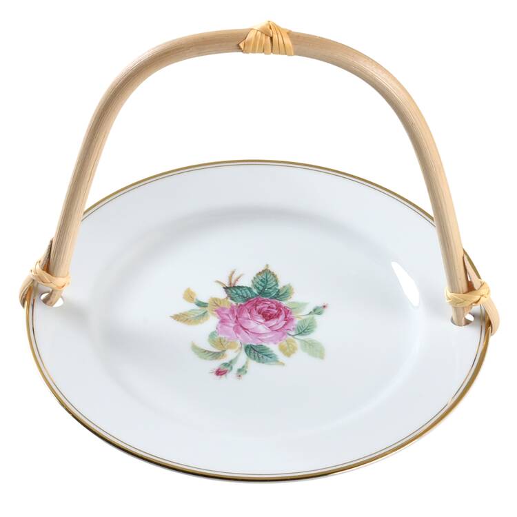 Sharon (Gold Trim) 5 3/8"-5 5/8" Bamboo Handled Serving Plate  HC
