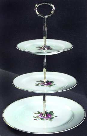 Sharon (Gold Trim) 13 7/8"-14 1/4" 3-Tiered Serving Tray(DP,SP,BB) HC