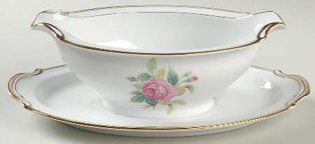 Sharon (Gold Trim) Gravy Boat with Attached Underplate