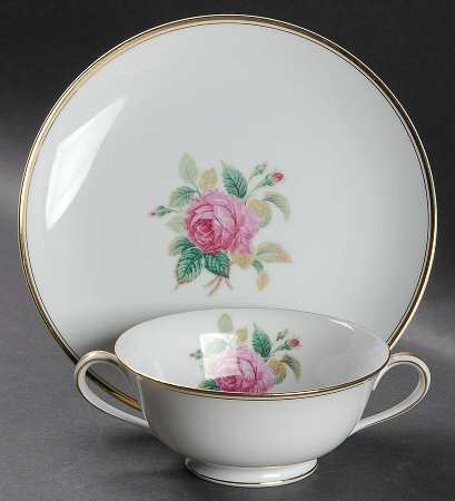 Sharon (Gold Trim) Footed Cream Soup Bowl & Saucer Set