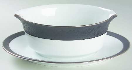 Sharon (Platinum Trim) Gravy Boat with Attached Underplate